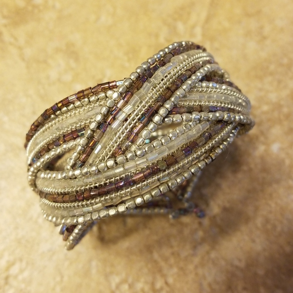 NWOT handmade boutique bracelet-silver and purple